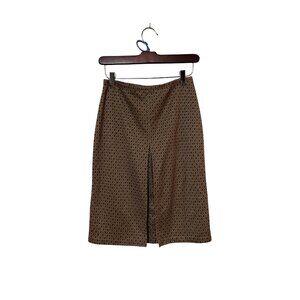Express XS Brown Diamond Pattern Knee-Length Skirt Retro Metallic Accents office